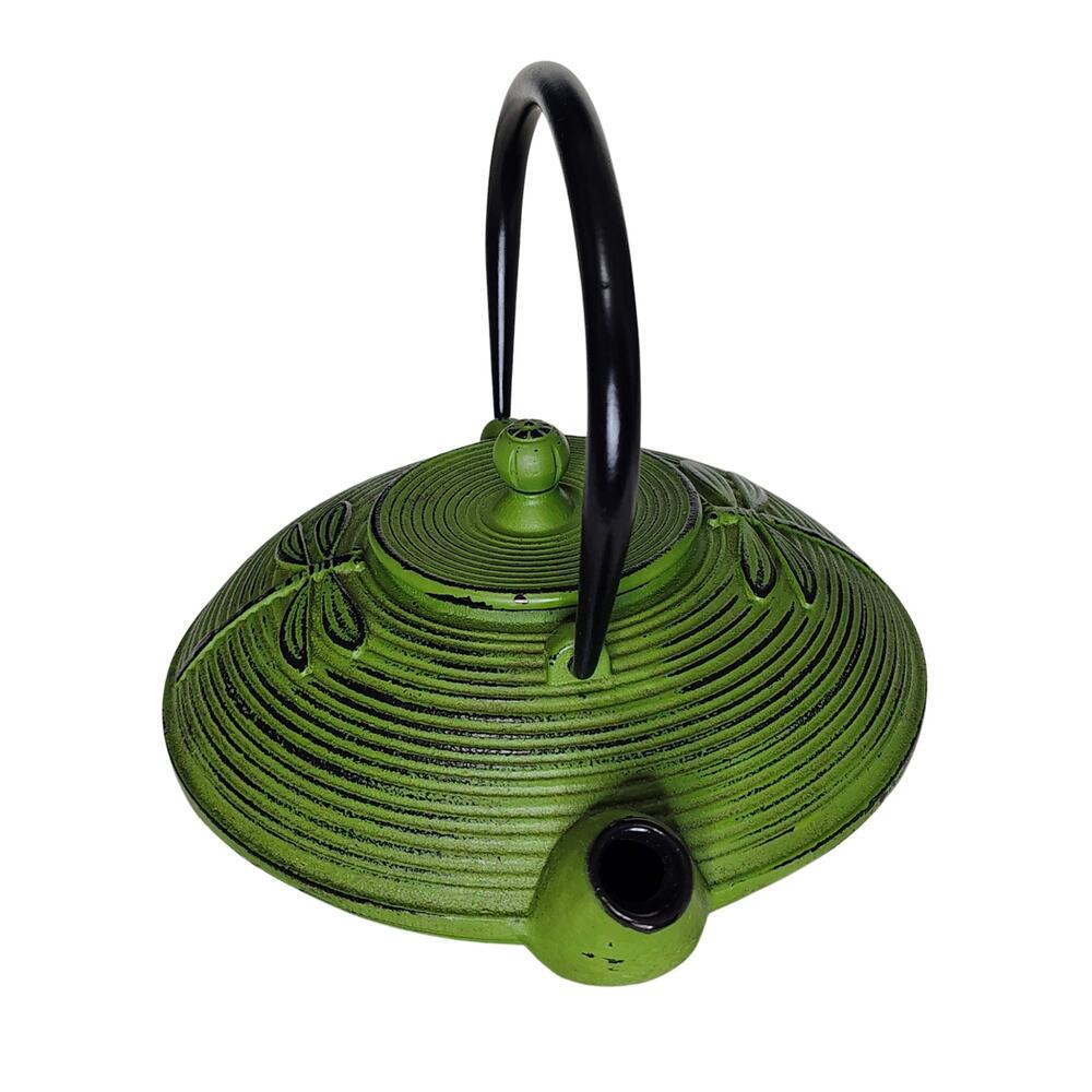 Dragonfly Teapot Green 770ml Low Profile Cast Iron Teapot Heavy Cast Iron - Picture 2 of 8